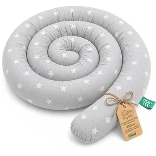 Totsy Baby XXL Bettschlange Stillkissen Bettumrandung Weiße Sterne 300cm