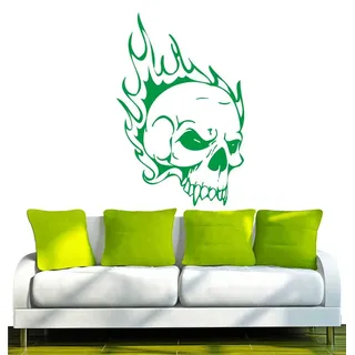 INDIGOS UG Wandtattoo Wandtattoo - Wandaufkleber - w355 Totenkopf Skull Schädel Bone grün 120 cm