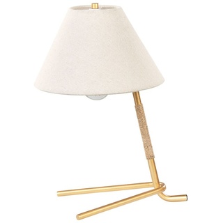 BELIANI Tischlampe Gold Beige aus Metall Stoff Kegelform Nachttischlampe Tischleuchte für Schlafzimmer Wohnzimmer Flur