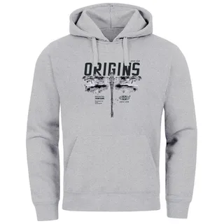 Neverless Hoodie Hoodie Herren T-Shirt Libelle Schmetterling Butterfly Grafik Design grau XL