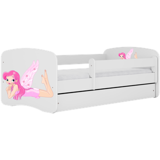 Einzelbett 160 x 80 cm für Kinder Babydreams weiß mit Schublade, Design-Auswahl - "Fee mit Flügeln"-Grafik