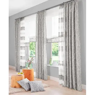 Raffrollo Camposa, my home, mit Klettband, Transparent, Voile, Polyester grau 45 cm x 140 cm