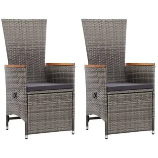 vidaXL Polyrattan Liegestühl 58 x 62 x 108 cm grau 2 St.