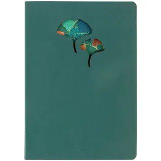 Clairefontaine 4x Ginkgo, Notizbuch aus Leder, A5 14,8x21 cm, 72 Blatt liniert 90g, sortiert - 115949C