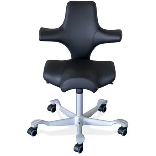 Bürodrehstuhl HÅG Capisco HÅG Leder schwarz, Designer Peter Opsvik, 58x86.5-114x46-51 cm