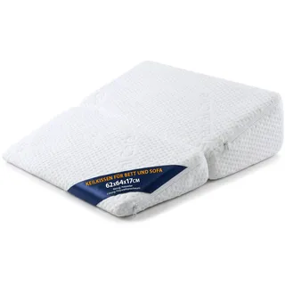 Amazinggirl Keilkissen Bett Matratzenkeil - Reflux Kissen Erwachsene Bettkeil Lesekissen Foam Wedge Pillow 64 x 62 x 17 cm