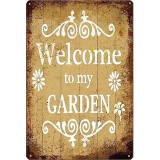 Welcome to My Garden Schilder, Vintage-Wand für rustikale Gartendekoration, Gärtner, Blechschild, Heimdekoration, Heimdekoration, Metallschilder, Wandkunst, Wanddekoration, Poster, 20,3 x 30,5 cm