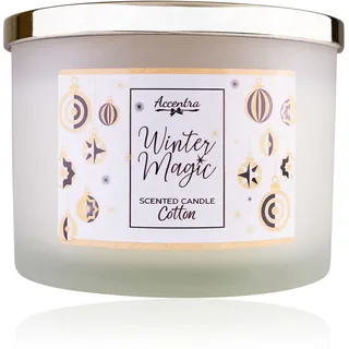 Accentra Duftkerze WINTER MAGIC in Glas mit goldenem Deckel für Frauen und Männer, Duft: Amber & Vanilla, dekorative Kerze Weihnachten, Geschenk & Deko, Farbe: weiß