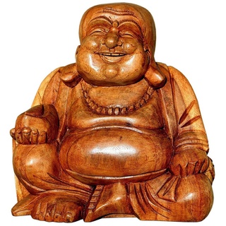 Wogeka Buddhafigur lachender Happy Buddha Holz-Figur 30 cm