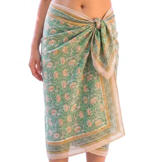 Mandala Life ART Premium Blockdruck Baumwoll-Strandpareo für Damen – Weicher, Leichter Sarong, Bikini-Cover-up, Badeanzug-Cover-up, Boho-Wickelrock für Sommer, Reisen & Strand - Einheitsgröße