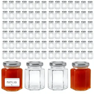 mikken Einmachglas kleine Marmeladengläser 110 ml kleine Einmachgläser mit Schraubdeckel, (Grosspackung, 100er Set, Grosspackung), zum Einmachen und Einkochen silberfarben