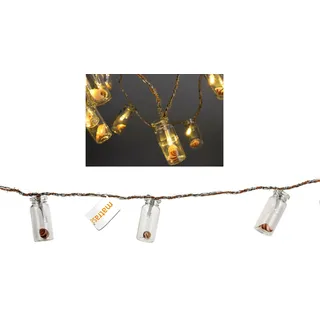Flaschenpost Girlande mit Muscheln - Martime Dekoration - Deko mit LED Beleuchtung
