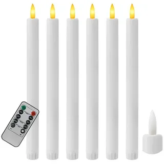 OZAVO LED-Kerze LED Stabkerzen mit Fernbedienung und timer,6pcs, für Weihnachten, Heimdekoration weiß