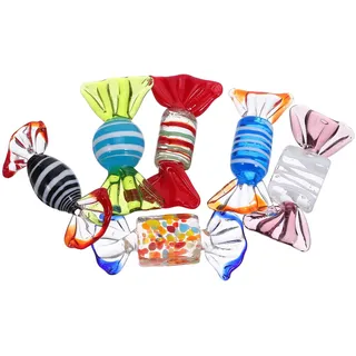 SHINEOFI 6 Stück Bonbon Schale aus Handgeblasenem Glas Einzigartige Murano Glas Bonbons als Dekorative Künstliche Süßigkeiten für Zuhause und Festliche Weihnachtsdekoration