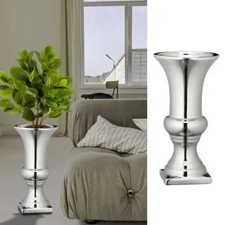 Bodenvase Silber glänzend │Amphore H30cm │ Metall-Look Steinzeug │ Blumenvase Dekovase (1 x Bodenvase H30cm)