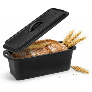 FEUERGOTT - Brotbackform aus Gusseisen 3 Liter mit Deckel - Kastenform ideal für Brot, Kuchen, Dutch Oven Rezepte - Brotbacktopf rechteckig - Gusseiserner Topf für Backofen, Grill & Outdoor-Kochen