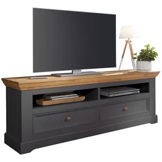 G+K Möbelvertriebs GmbH Lowboard aus Kiefer massiv in grau mit 2 Schubladen und 2 Fächern (BxHxT: 169x63x42 cm) grau