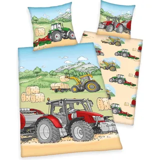 Herding, Kinderbettwäsche, Traktor (160 x 210 cm, 65 x 100 cm)