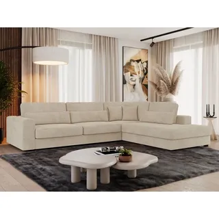 MKS MEBLE Ecksofa Sofa L-Form Grau Struktur, Wohnlandschaft L-Form, Couch L Form, Sofagarnitur Couchgarnitur Polsterecke, Breite: 316 cm - Savona L... - Beige
