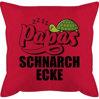 Shirtracer Dekokissen Papas Schnarchecke mit Schildkröte - Lettering - schwarz, Vatertagsgeschenk Kissen rot quadratisch - 50 cm x 50 cm x 15 cm