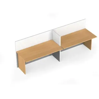 Tischtrennwand-Set mit geradem Tisch PRIMO, offen, magnetisch, 2 Plätze, Birke