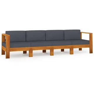 vidaXL Akazie Loungesofa 4-Sitzer dunkelgrau