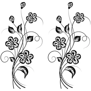 duoyif Wandtattoo Schwarz Blumen Wanddeko 2Stück Aufkleber Schwarze Wandaufkleber Blüten Ranke Rebe Wandsticker Blumenranke Wandbilder Wohnzimmer Schlafzimmer Flur Fenster 57x26cm