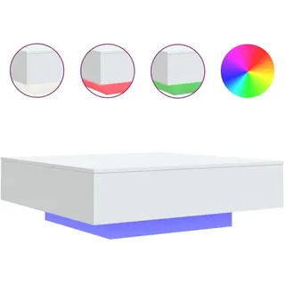 vidaXL Couchtisch mit LED-Leuchten Weiß Holz 100 x 100 x 11,3 cm