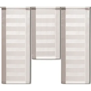 EXPERIENCE Scheibengardine 3er Set Miniflächen Scheibengardine Bistrogardine 2222 Beige Grau (3 St), Stangendurchzug, halbtransparent, Scherli, 3er Set Flächenvorhänge beige|grau|silberfarben
