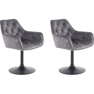 Esszimmersessel HELA "BIRTE" Sessel Gr. Velours, 1 Stuhl, Drehfunktion, B/H/T: 49 cm x 83 cm x 62 cm, grau Esszimmerstuhl Barhocker Drehfunktion, als Einzelstuhl oder im 2er-Set