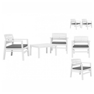 vidaXL Garten-Essgruppe 3-tlg Garten-Essgruppe Weiß Kunststoff Sitzgruppe Set weiß