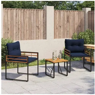 furnicato Garten-Essgruppe Möbelset Echtholz Stahl 59x55x77 cm Marineblau, (1-tlg), Sitzgruppe mit abnehmbaren Kissen für deinen Garten oder Balkon blau