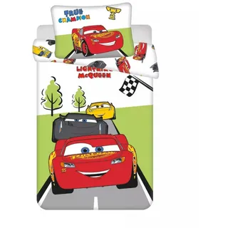 Jerry Fabrics Disney Cars Champion Baby-Bettwäsche-Set | 100 × 135 cm Bettbezug + 40 × 60 cm Kissenbezug – 100% Baumwolle | Offizielle Disney-Lizenz Lightning McQueen | Kinderbett