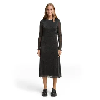 Tom Tailor Midi-Meshkleid Glitzer-Effekt Schwarz 38