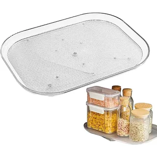 Ailovone Drehbares Gewürzregal Kühlschrank Drehteller Organizer Rechteckig Transparenter 360°Drehbarer Kühlschrank Organizer für Schrank, Tisch, Speisekammer, Fridge, Arbeitsplatte (30x40cm)