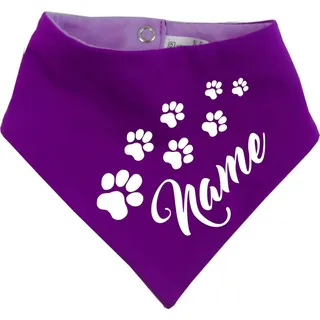 Hunde Wende-Halstuch mit Tiernamen (lila-Pflaume) (Gr.3 - HU 36-44 cm)