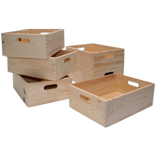 Holz Kiste Allzweck Box 6-Stück Kiefer 40x30x14 cm KYNAST