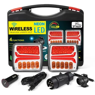 D-Tech Kabellos led rückleuchten anhänger mit magnet,Akku rücklicht anhänger mit 13 auf 7 polig anhänger adapter,Wasserdicht bluetooth led rückleuchten anhänger