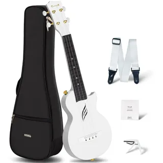Enya Ukulele Sopran 21 Zoll Set - NOVA U Mini Weiße Ukulele Akustik für Anfänger Erwachsene Kinder ab 3-15 Jahre Starter Kit mit Koffer Gurt Kapodaster und Saiten für Heim Schule Reise