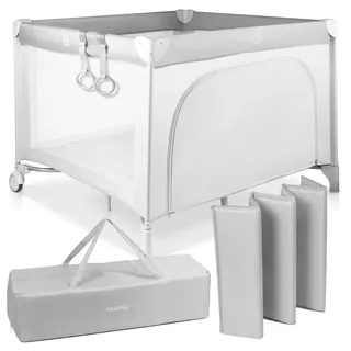 Babylaufstall Kinderreisebett Malplay Tasche ZONI 100x100cm mit Rädern Grau