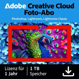 Adobe Creative Cloud Foto-Abo 1TB | inkl. Lightroom & Photoshop | 1 Jahr | KI-unterstützte Bildbearbeitung | WIN/MAC|Download | Aktivierungscode per Email