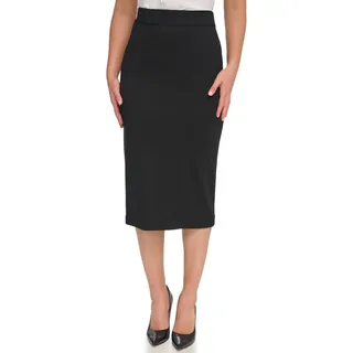 Tommy Hilfiger Damen-Midi-Rock Ponte, Schwarz, 38 - 38