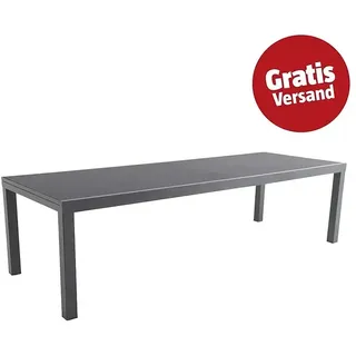 Sunfun Maja Gartentisch  (L x B x H: 280 x 100 x 75 cm, Aluminium, Glas, Rechteckig, Night-Grey, Ausziehbar)