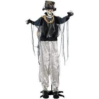 Homcom Halloween Dekoration 178cm Skelett Bräutigam mit Horror-Geräusche, Augenglühen