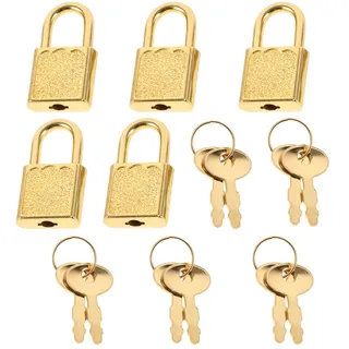 ULTECHNOVO 5 Set Mini Schloss mit Schlüssel Gold Metal für Schatzkiste | Kleine Vorhängeschlösser Vintage Schatztruhe Schloss Set für Holzkiste Schmuckkästchen Piraten Schatzsuche Kinder Deko