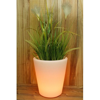 Arnusa Blumentopf LED Blumenkübel PL124 (beleuchteter Blumentopf), RGB Farbwechsel mit Fernbedienung weiß