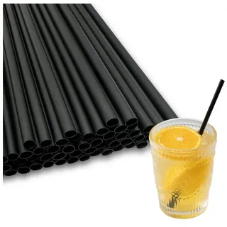 LuxusKollektion Trinkhalme Strohhalme wiederverwendbar 100 Stk. Plastik 19x0,6cm schwarz