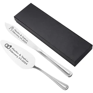 Lpraer Tortenheber inkl. Tortenmesser im Set mit persönlicher Gravur Hochzeit Kuchen Servierset aus Edelstahl Einzigartige Geschenke für Jahrestag Geburtstag Partys, Hochzeitsgeschenke für Brautpaare