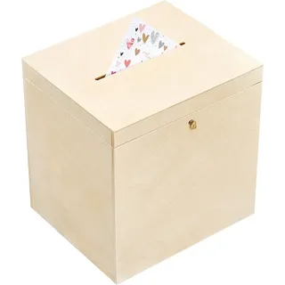Creative Deco Holzkiste Kartenbox Hochzeit 29 x 25 x 30 cm 25-tlg. beige