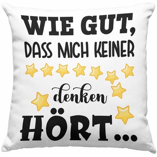 Trendation Dekokissen Trendation - Lustiges Kissen Wie Gut Dass Mich Keiner Denken Hört Geschenk Kissen mit Spruch Füllung 40x40 cm Geschenkidee Frauen Kollegin grau